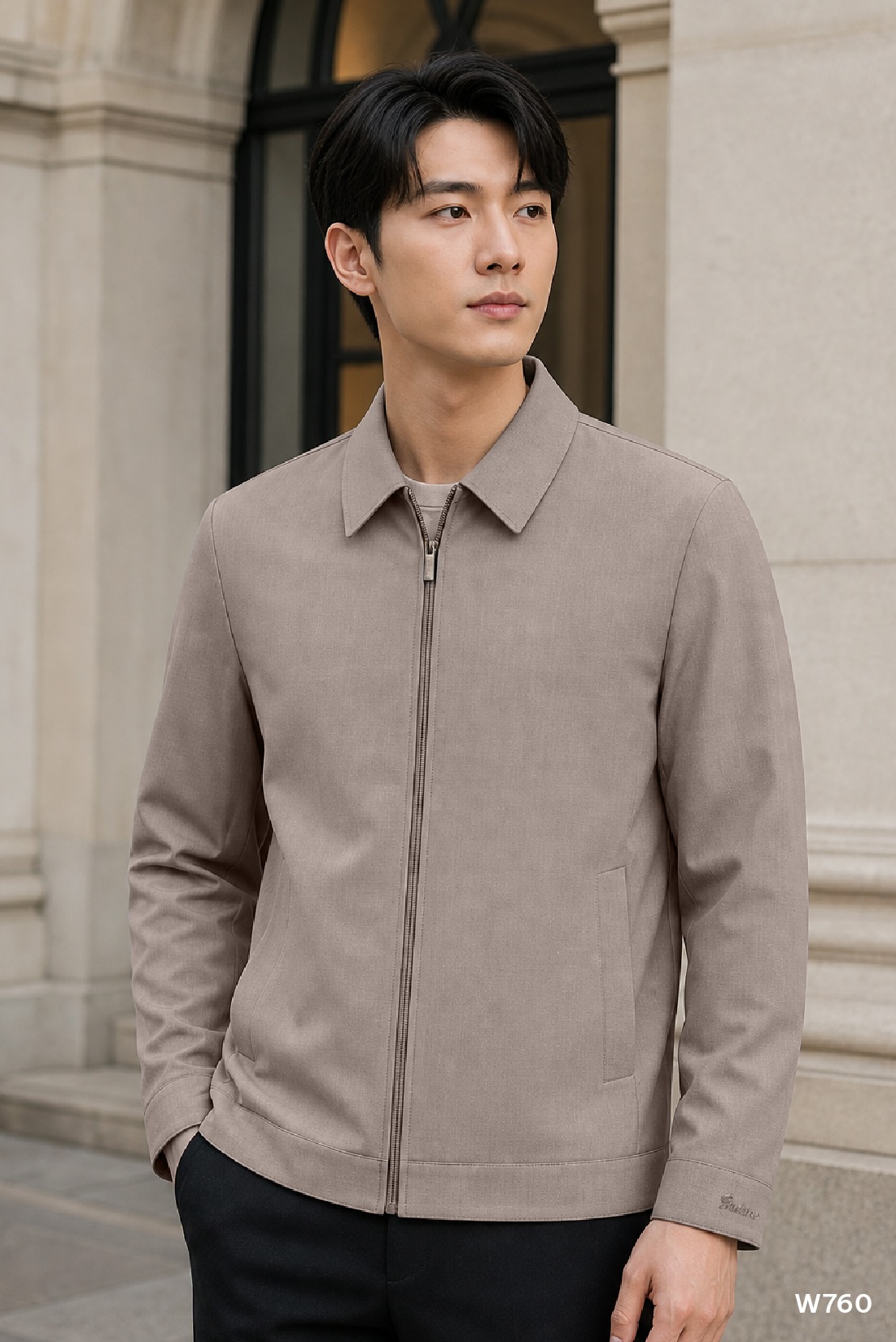 Áo jacket nam cao cấp Santino màu xám nhạt| W760